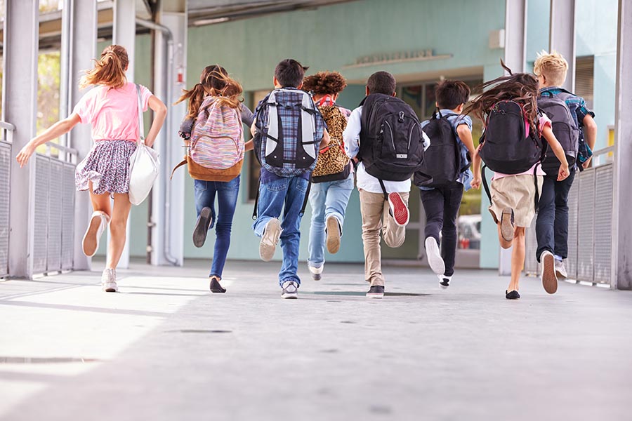 Kids running school